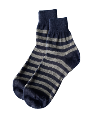 Women pure wool socks Striped design Navy